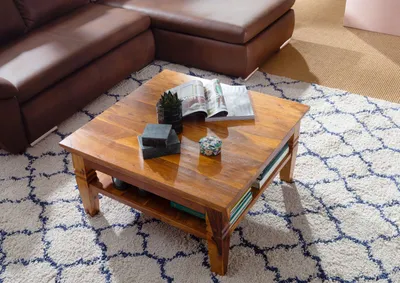 Produktbild von MASSIVMOEBEL24 Couchtisch Akazie 85x85x45 honig lackiert OXFORD #0316