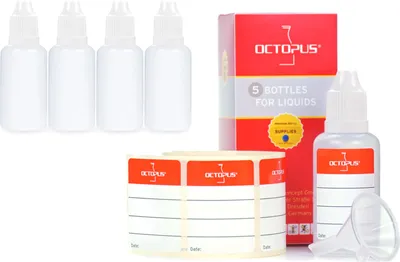 Obrázok produktu pre 5 fliašiek z LDPE s dávkovačom, objem 30 ml, s malou lievikom