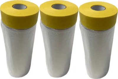 Produktbild von 3 Rollen Schutzfolie 1100 mm x 33m Abdeckfolie Klebeband mit Folie Abklebeband