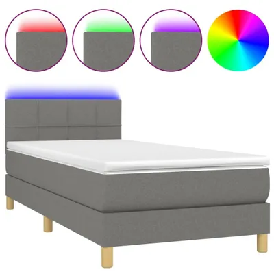 Obrázok produktu pre vidaXL Boxspring posteľ s matracom a LED diódou Tmavo šedá 100x200 cm Látka