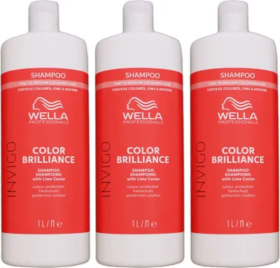 Produktbild von Wella Invigo Color Brilliance Shampoo 3 x 1000 ml feines normales coloriertes Haar Set