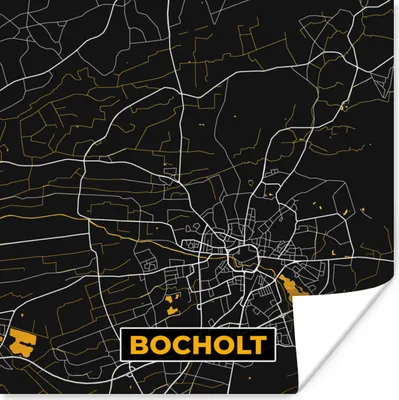 Produktbild von MuchoWow® Poster Deutschland - Schwarz und Gold - Bocholt - Stadtplan - Karte 50x50 cm - Wohnzimmerdekoration