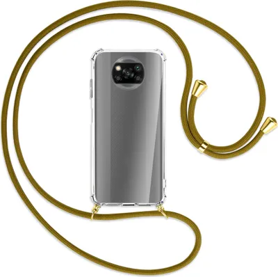 Produktbild von Handykette Backcover-Schutzhülle mit Band (Metall goldfarben) für Xiaomi Poco X3 NFC - beige