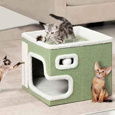 Produktbild von Faltbares Katzenhaus mit großer Öffnung - Warmes Polyester Katzenbett