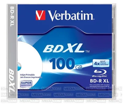 Produktbild von Verbatim BD-R XL 100 GB 4x – Blu-ray Disc, bedruckbar, Jewel Case