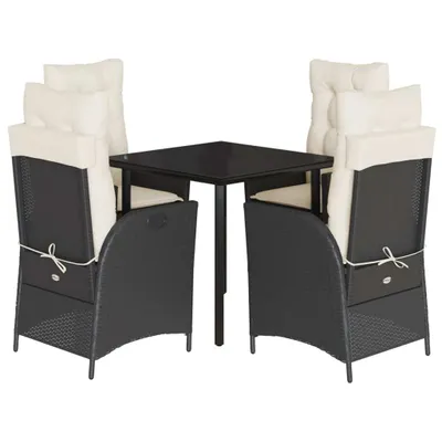 Obrázok produktu pre vidaXL 5-dielny záhradný jedálenský set s vankúšmi Black Poly Rattan