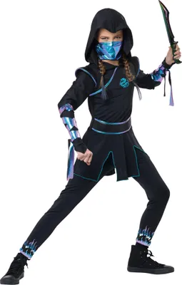 Produktbild von Dragon Ninja Kostüm für Mädchen Kindergröße: 140-146