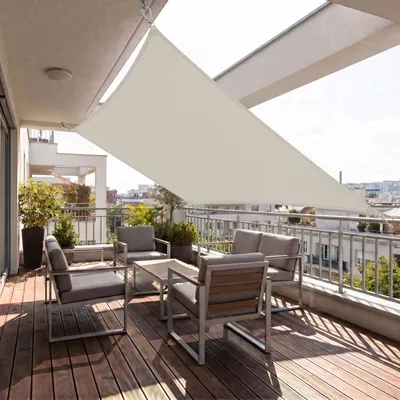 Produktbild von Sonnensegel Balkon 160g/m² Polyester UV Schutz Sonnenschutz Terrasse Garten Rechteckig, Taupe 3 x 5 m