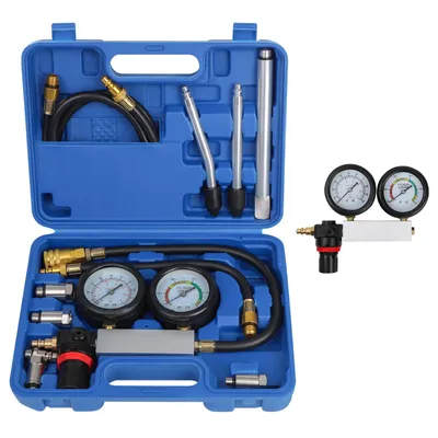 Produktbild von Zylinder Lecktester mit Doppelmanometer – Druckverlusttester Set für Benzinmotor, Kompressionsprüfer zur Messung von Druck & Leckage