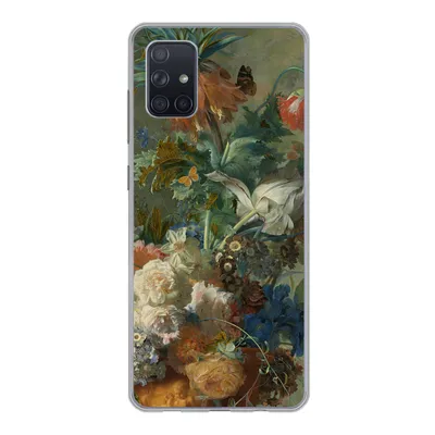 Produktbild von MuchoWow® Handyhülle Schutzhülle Hülle für Samsung Galaxy A71 Stilleben mit Blumen - Gemälde von Jan van Huysum Silikon Softcase Handy Hülle - Kartenbesitzer