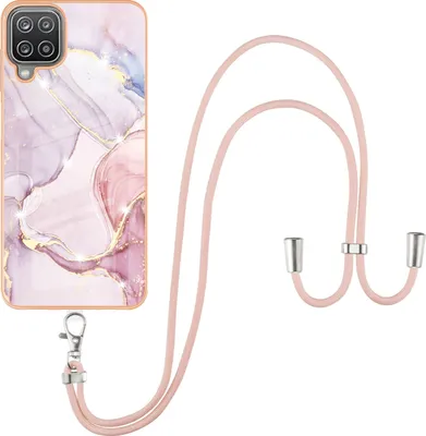 Image de Etui avec sangle pour Samsung Galaxy A12, soft TPU bumper, étui de protection, avec sangle ajustable Rose gold