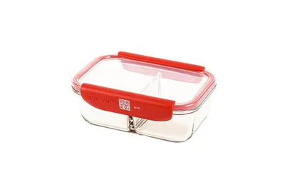 Obrázok produktu pre Mastrad StorEat inteligentná nádoba na potraviny, s priehradkou, borosilikátové sklo, červená, 1 l, F93110