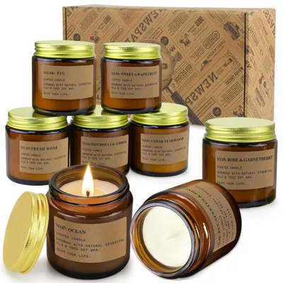 8 Duftkerzen Set, Sojawachs, 800 g, Aromatherapie, Raumduft
