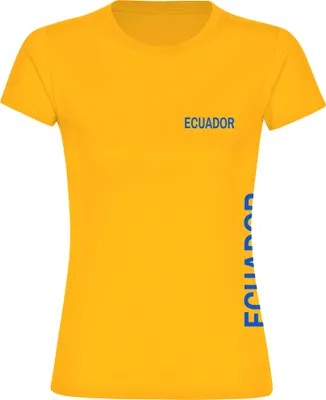 Produktbild von multifanshop Damen T-Shirt - Ecuador - Brust & Seite, gelb, Größe M