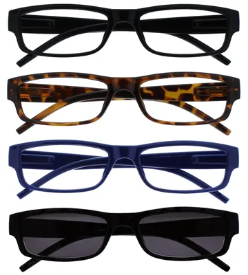Produktbild von OPULIZE Die Lesebrille Unternehmen Schwarz Braun Blau Leser Mit UV400 Sonne Leser Wert 4er-Pack Herren Frauen RRRS32-1231 +3,50