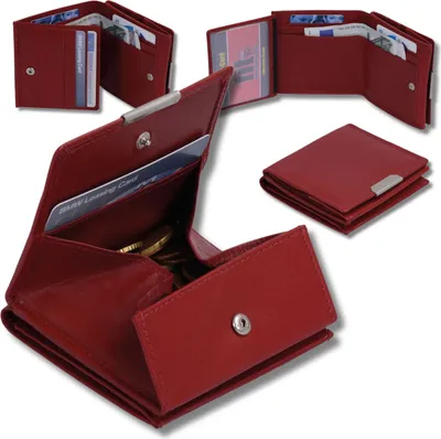 Produktbild von rote Wiener Schachtel, Leder, besonders großes Kleingeldfach 10x9cm