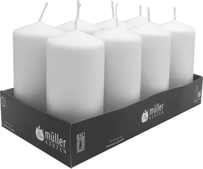 Produktbild von 8 Stumpenkerzen 12X6Cm Weiss