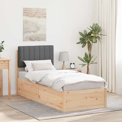 Zdjęcie produktu dla Maison Exclusive – rama łóżka z tapicerowanym wezgłowiem, ciemnoszary, 80 x 200 cm