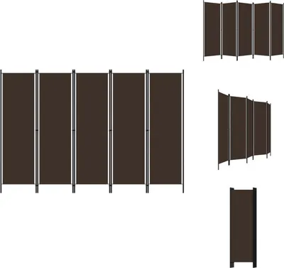 Obrázek produktu pro vidaXL 5dílný dělič místností hnědý 250x180 cm - Dělič místností