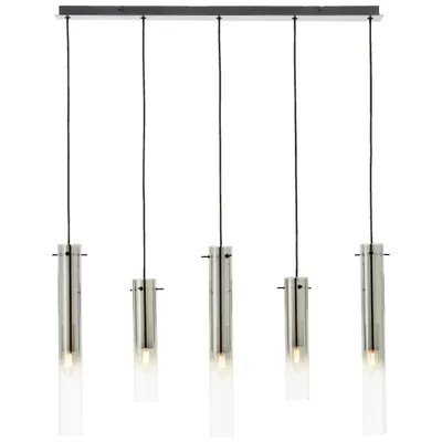 Produktbild von Hängelampe mit Rauchglas, 199 cm Höhe, 95 cm Breite, 5 x E14, schwarz