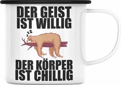 Produktbild von Trendation - Lustige Emaille Tasse mit Spruch Faultier Mitarbeiter Arbeitskollege Geschenk Büro (Schwarz)