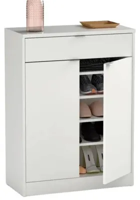 Schoenenkast Hochglanz-Weiß 101x75x36 cm 20 Paare