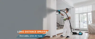 Zdjęcie produktu dla Pistolet natryskowy - Elektryczny pistolet natryskowy HVLP - 800 W - pojemnik 1300 ml - 4 dysze - 3 wzory rozpylania - niebieski