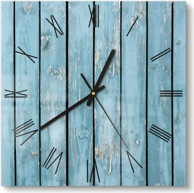 Produktbild von DEQORI Glasuhr 30x30 cm Römisch 'Rustikale Holzwand' Wanduhr Glas Uhr Design leise Küchenuhr