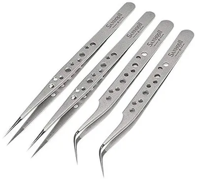 Produktbild von Pinzetten-Set 4-teilig - antistatisches Edelstahl, präzise ESD-Pinzetten
