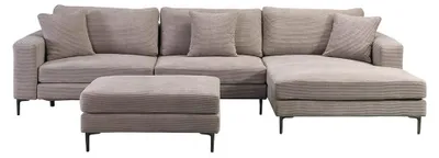 Produktbild von HOME DELUXE Sofa BELLANO Beige L 340 x 188 x 94 cm - Ottomane: Rechts | inkl. Zierkissen Cordsofa, L – Form Sofa, Ecksofa, Cordstoff