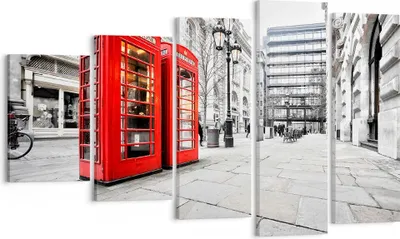 Produktbild von Bild auf Leinwand - Leinwandbild - Telefon London Kultur - 100x60cm - Wand Bild - Wanddeko - Leinwanddruck - Bilder - Kunstdruck - Wanddekoration - Leinwand bilder - Wandkunst - EG100x60-2595