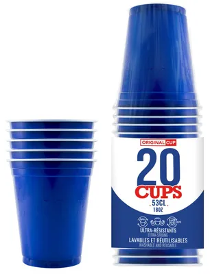 20 blaue 53-cl-Becher, wiederverwendbar, spülmaschinenfest, für Beer Pong