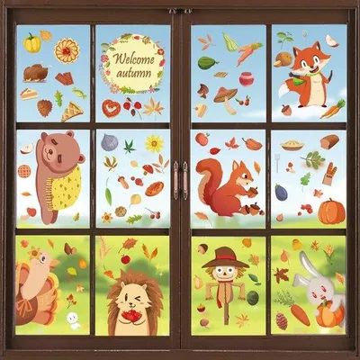 Produktbild von Herbstdekorationen, statische Selbstkleber, Fensterstickers, 9 cm, herbstliche Dekorationen, Fensterdeko ohne Klebstoff