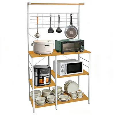 Produktbild von Küchenregal Standregal Mikrowellenhalter Bäcker Regal Haushaltsregal 168x90x40 cm