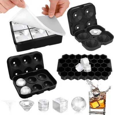 Produktbild von Silikon Eiswürfel Form 4-teilig mit Deckel für Cocktails