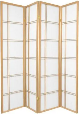 Produktbild von Fine Asianliving Japanischer Paravent Raumteiler Trennwand B180xH180cm 4-teilig Doppelkreuz Naturell
