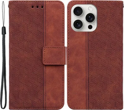 Produktbild von iPhone 16 Pro Hülle - Coverup Geometric Klapphülle - Braun