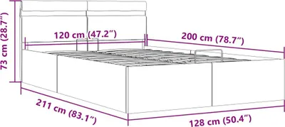Imagen del producto de Cama con cajón y luces LED, color blanco, tapizada en cuero sintético, 120x200 cm. (Marca: vidaXL)