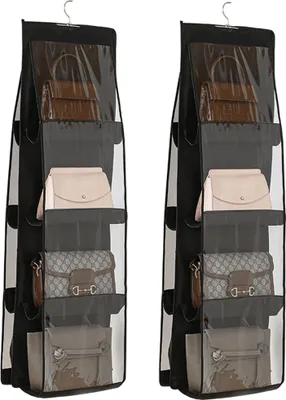 Produktbild von Hängeregal 2Stück Vliesstoff Handtaschenregal mit 8 Taschen,transparenter Schrank Hängender Taschenorganizer,Aufbewahrungstasche aufbewahrung,dust bag