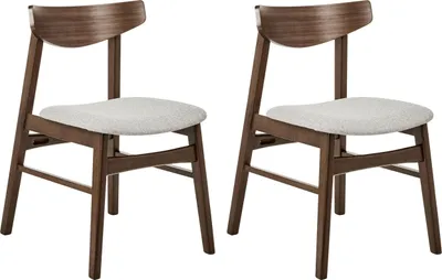 Produktbild von BELIANI Esszimmerstuhl 2er Set Grau Stoff Gepolstert mit Dunklen Holzbeinen ohne Armlehnen Schlichtes Retro Design Stuhl für Esszimmer Küche