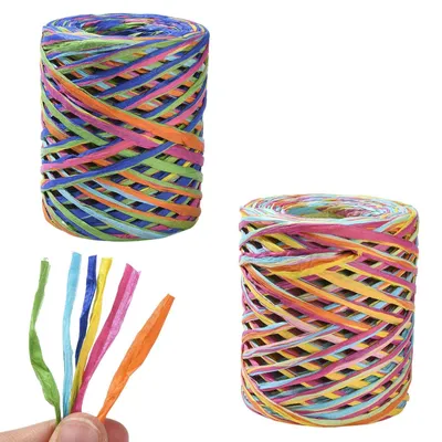 Immagine prodotto di 2 rotoli di nastro di rafia in 2 colori - 80 metri di nastro decorativo per confezioni regalo