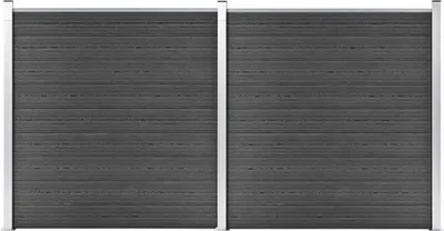 Image de Ensemble de panneau de clôture WPC 353x186 cm Noir