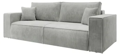 Produktbild von Selsey FARESE - Sofa mit Schlaffunktion, Stauraum und Cordbezug, Hellgrau