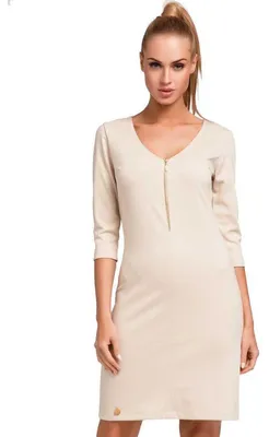 Produktbild von Klassisches Minikleid 3/4 Arm Tunika Top; Beige M/38
