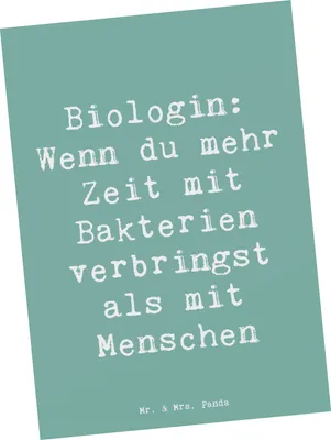 Produktbild von Mr. & Mrs. Panda Postkarte Spruch Biologin Bakterienliebe - Meeresbrise - Geschenk, Fotokarte, Ansichtskarten, Berufsalltag, Biologie, Lebewesen, Grußkarte, Leidenschaft