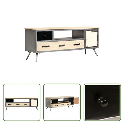Produktbild von The Living Store TV-Schrank Massivholz Mango und Stahl 120x30x45 cm
