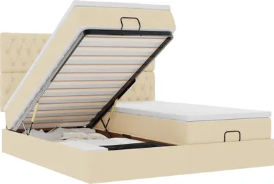 Produktbild von vidaXL Ottoman-Bett mit Matratzen Creme 180x200 cm Stoff