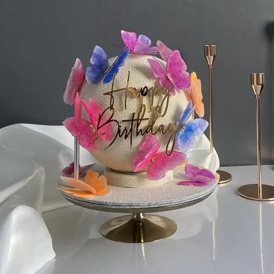 Produktbild von Kryzalite® 8 Stück Gold Happy Birthday Kuchen Topper Spiegel Acryl Kuchen Topper Seiten Kuchen Dekorationen Kuchen Dekorationszubehör Cupcake Topper für Geburtstagsfeier