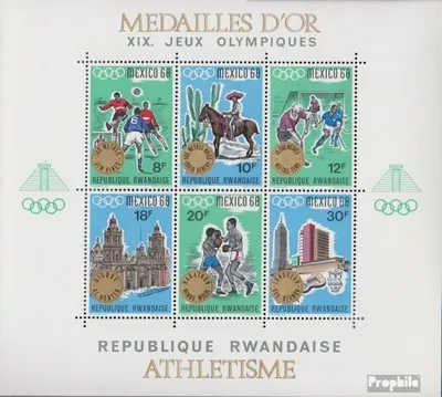 Produktbild von Briefmarken Ruanda 1968 Mi Block15 (kompl.Ausg.) postfrisch Olympische Sommerspiele