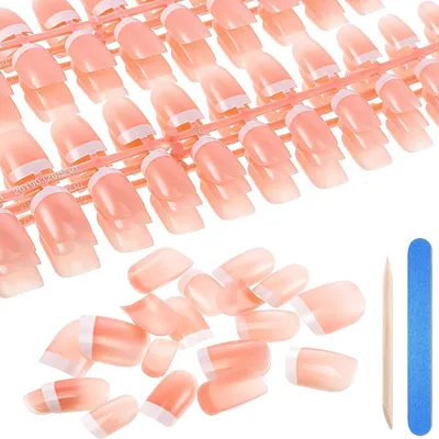 Produktbild von Künstliche Fingernägel Rosa Weiß Französisch 360 Stück 12 Größen Full Cover mit Nagelfeilen und Stick für Nail Art DIY